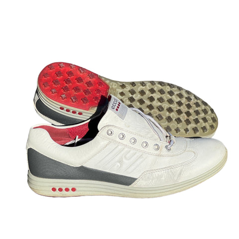 Men’s Ecco  Premier Cleat-less Golf Shoe 44EU •White/ Grey• Hydromax  Leather