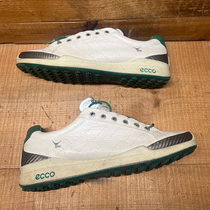 Men’s Ecco  Biom Cleat-less Golf Shoe 46EU •White/Green• Hydromax  Yak Leather