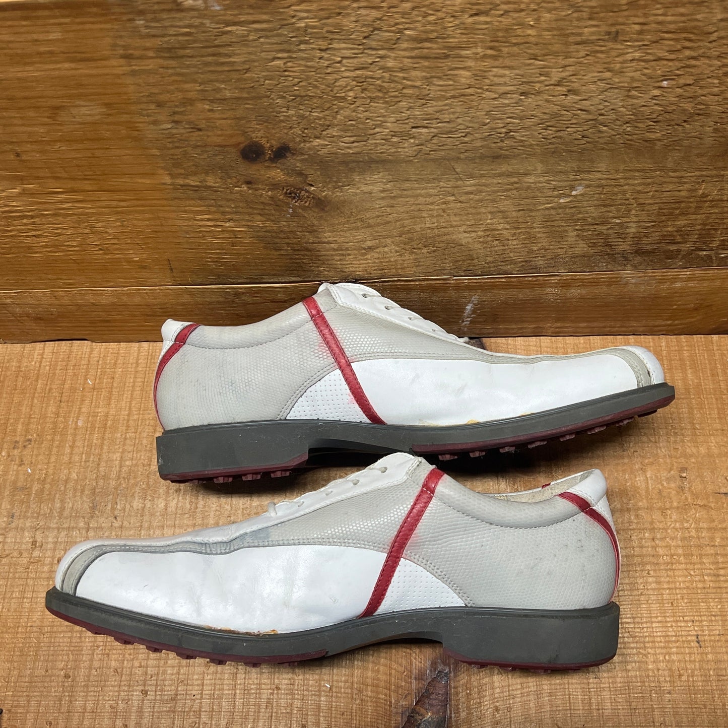 Men’s Ecco Cleat-less Golf Shoe 44EU •Whit/Grey/Black • Hydromax Leather