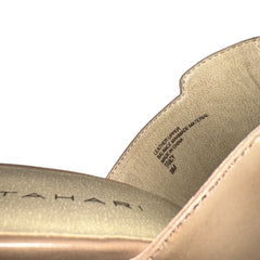 TAHARI Women's Tracy High-Heeled Peep- toe Slide   - Taupe Leather 8M