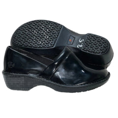 Women’s Lila Non-slip Clog by SureGrip 8.5M Black Patent