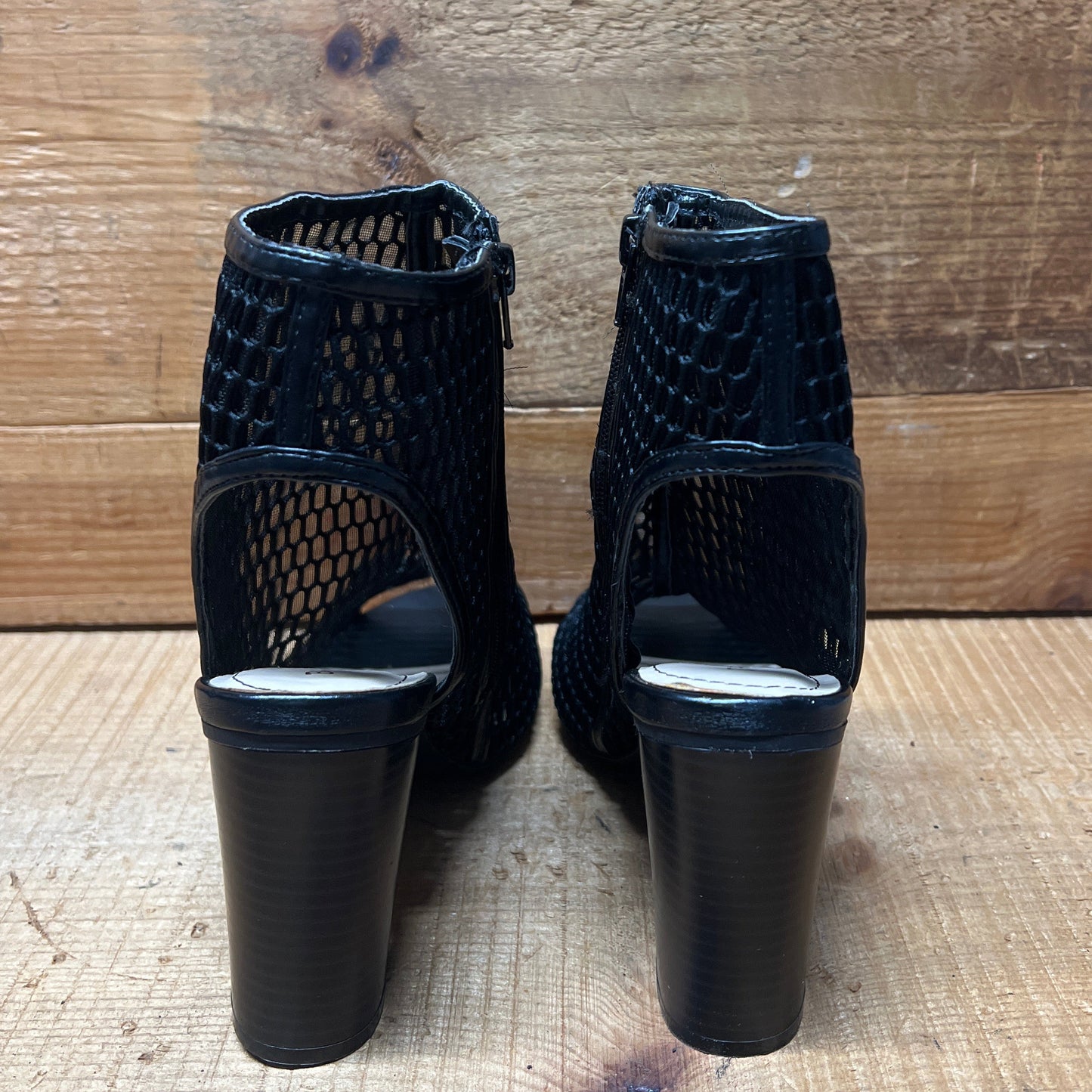 Women's Bamboo  •Abbatha-01• High-heeled Mesh covered Sandal 8.5M Black Mesh