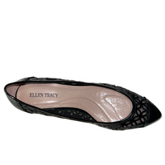 ELLEN TRACY Women's Bromy Laser Cut Wedge -  Black Patent 9M