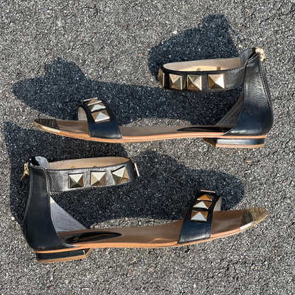 Isola Women's •Adette•  Studded Sandal 9M Black Leather