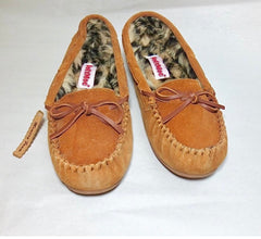 Women's Blitz by Slippers International •Molly• Suede Moccasin 7M Tan/Leopard