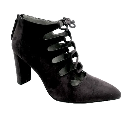 ADRIENNE VITTADINI Women's •Neano• Black Kid Suede Lace-up Bootie 6M