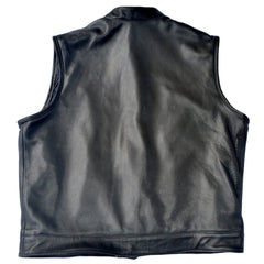 George Dyer Leather Men's Zipper Front Collar Black Leather Club Vest #75