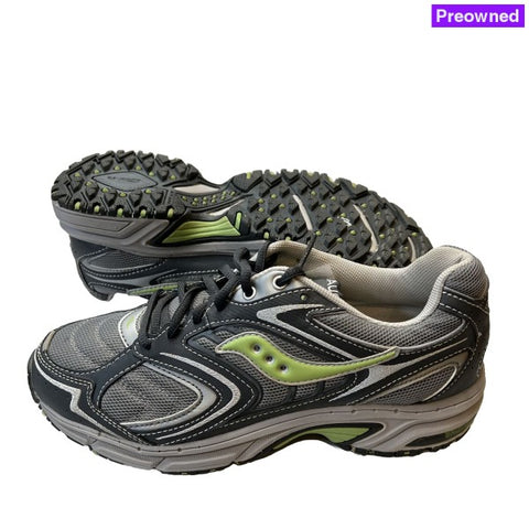 Womens Saucony Ridge Tr-Original Trail Running Shoe - Gray/Green- Size 10M Preowned Athletic