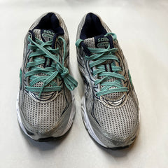Saucony Womens Grid Cohesion 7 -Silver/Navy/Green- Running Shoe Size 6.5M Preowned Athletic