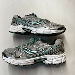 Saucony Womens Grid Cohesion 7 -Silver/Navy/Green- Running Shoe Size 10M Preowned Athletic