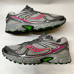 Womens Grid Cohesion Tr7 Trail Running Grey/Green/Fuchsia Size 10M -Preowned Athletic