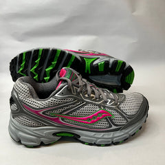 Womens Grid Cohesion Tr7 Trail Running Grey/Green/Fuchsia Size 7M -Preowned Athletic