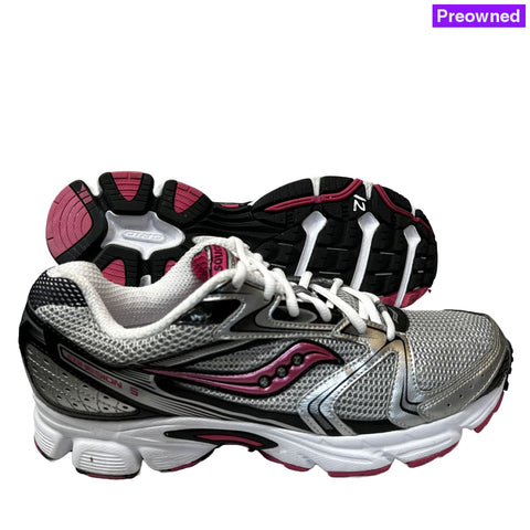 Saucony Cohesion 5 Running Shoe Silver/Black/Pink - Preowned 12M / -1 Synthetic And Nylon Athletic