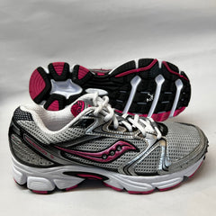 Saucony Cohesion 5 Running Shoe Silver/Black/Pink 7.5 Wide - Preowned Athletic