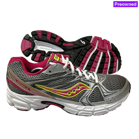 Saucony Womens Grid Cohesion 6 -Gray/Pink/Citron- Running Shoe -Preowned 9M / Gray/Pink/Citron-3