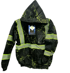 Men's High-Visibility Hooded Bomber Jacket #203 Available in 5 Colors