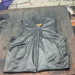 George Dyer Leather Men's Black Leather Zipper Front Vest #74