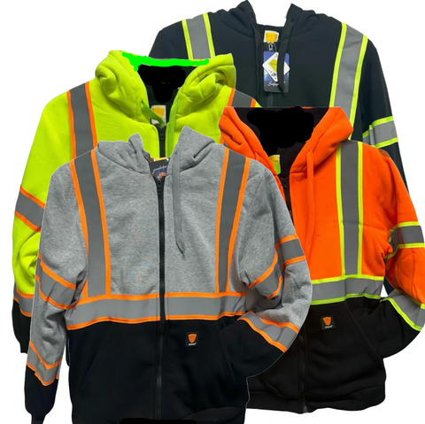 Men's SafeGuard High-Visibility Fleece Lined Zipper Hoody #0515 Available in 4 Colors