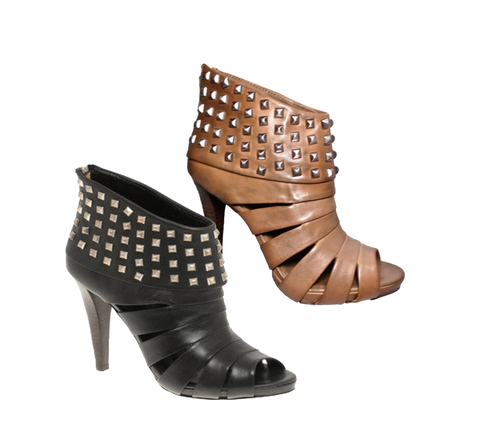 ASH Women's •Kate• Peep-Toe Studded Ankle Booties