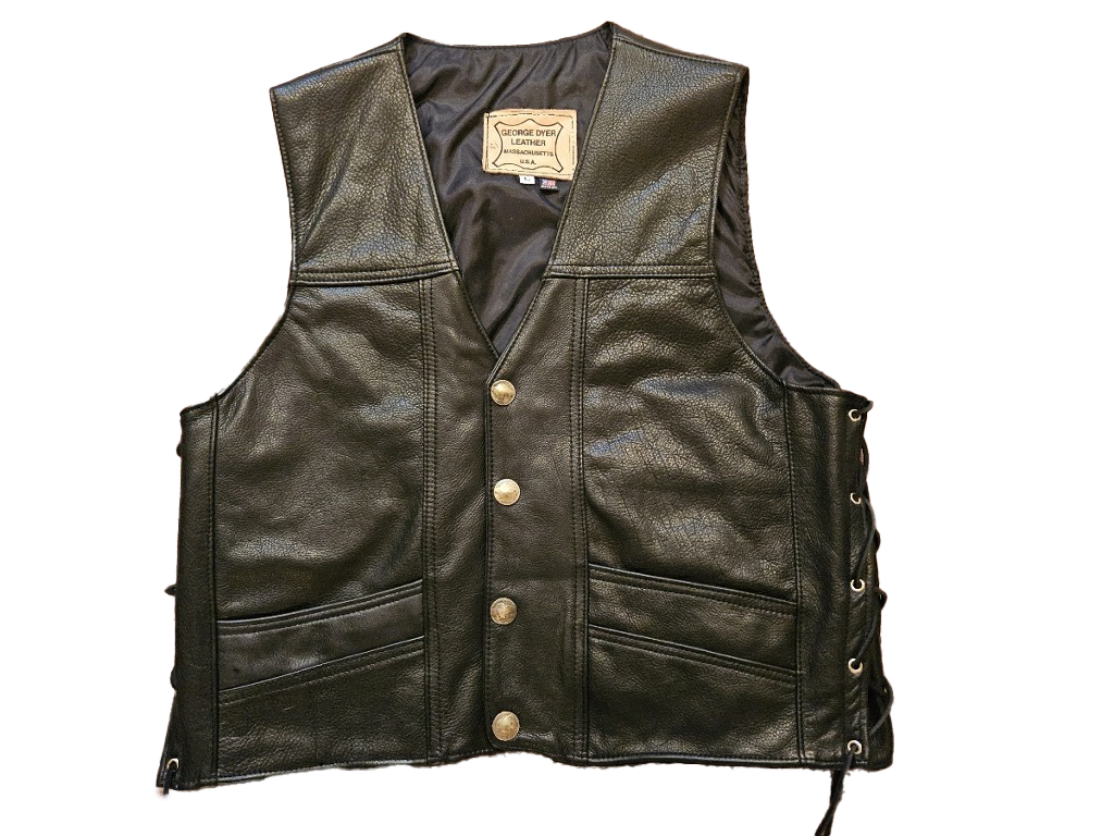 George Dyer Leather Men's Black Snap-front Leather Vest