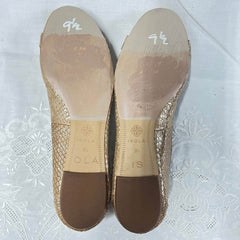 ISOLA Gold Leather Sparkle and Glitter Buckled Ballet Flats 9.5M