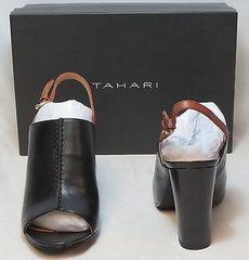 TAHARI Women's Mimi Sandal -Black/Whiskey Leather- US 8M - ShooDog.com