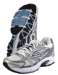 SAUCONY Women's Grid Cohesion 4 - White/Silver/Blue- Running Shoe - ShooDog.com