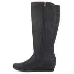 Women's Cougar •Flexy• Wide Calf Water-proof  Knee boot - Black - ShooDog.com