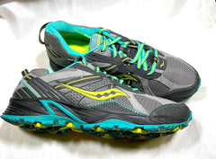 Saucony Womens Grid Excursion Tr7 Trail Running Shoe - Wide Width Preowned 10W / Grey/Citron-2