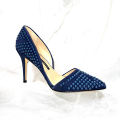 FRENCH CONNECTION  •Ellis• Studded Blue-Suede D'orsay Pump
