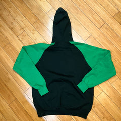 Men's •Nolabel• Raglan Sleeve Classic Hoody Sweatshirt Black/Green x-large