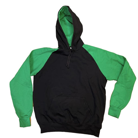 Men's •Nolabel• Raglan Sleeve Classic Hoody Sweatshirt Black/Green x-large