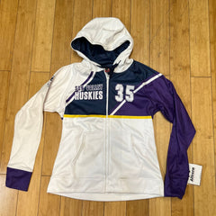Women's •Allerson Athletic•Sun Valley Huskies Fleece Hooded Jacket Wht/Blu Medium