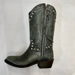ASH ITALIA Women's •Cameron • Studded Western boot Grey  Leather 36M