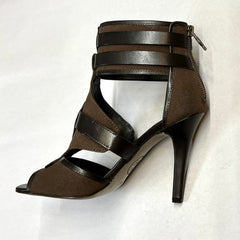 ASH Women's Heidi Ash Heidi Stiletto-heeled Buckled Sandal 37.5 Caffe/T Moro Cotton twill / Leather