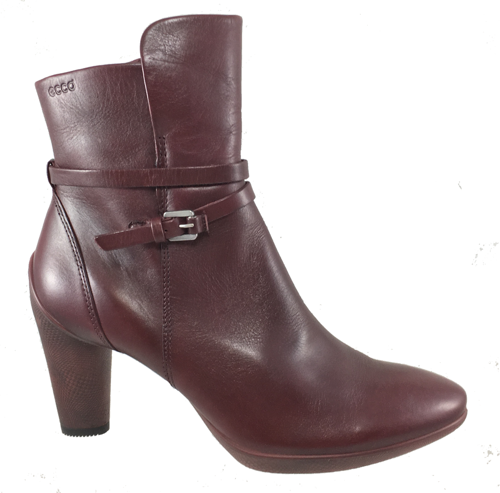 Women s ECCO Sculptured 75 Merlot Leather Ankle Boot ShooDog