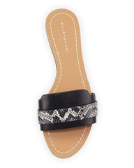 ELIE TAHARI  Women's Negril •Black/White• Leather Slide Sandal - ShooDog.com