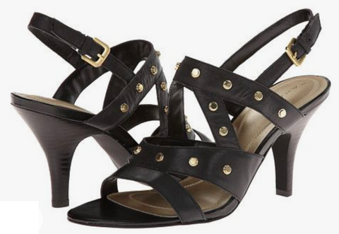 Tahari Women's •Claire• Open-toe Slingback Sandals 6.5M Black Leather