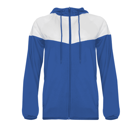 Women's •Badger Sport• Sprint Outer-Core Hooded Jacket Blue/Wht Medium