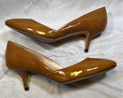 JEAN-MICHEL CAZABAT Womens • Patricia •Pump - Krinkle  Patent Leather 37.5M Mustard