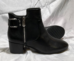 ADRIENNE VITTADINI Women's •MELLO •Ankle Bootie Black Leather 6M