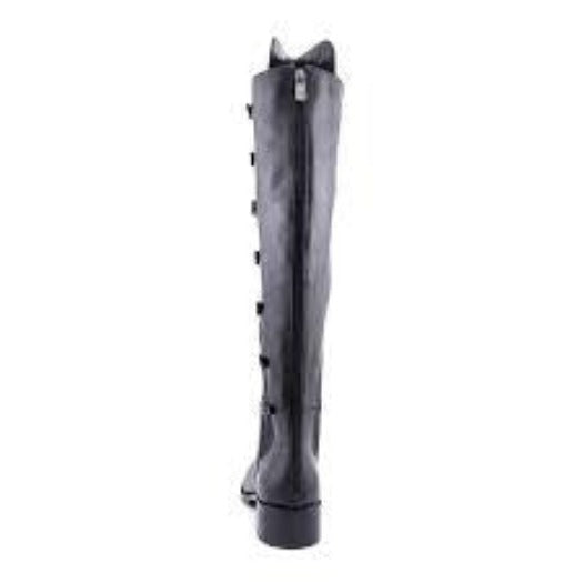 ADRIENNE VITTADINI Women's Tiger 1 •BlackLeather• Harness Knee Boot - ShooDog.com