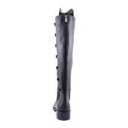 ADRIENNE VITTADINI Women's Tiger 1 •BlackLeather• Harness Knee Boot - ShooDog.com